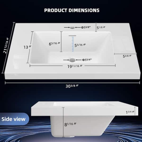 Zeafive Tor 30 in. W x 22 in. D Solid Surface Cultured Marble