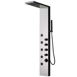5-Jet Rainfall Shower Panel Tower System with Rainfall Waterfall Shower Head and Shower Wand in Black Nickel
