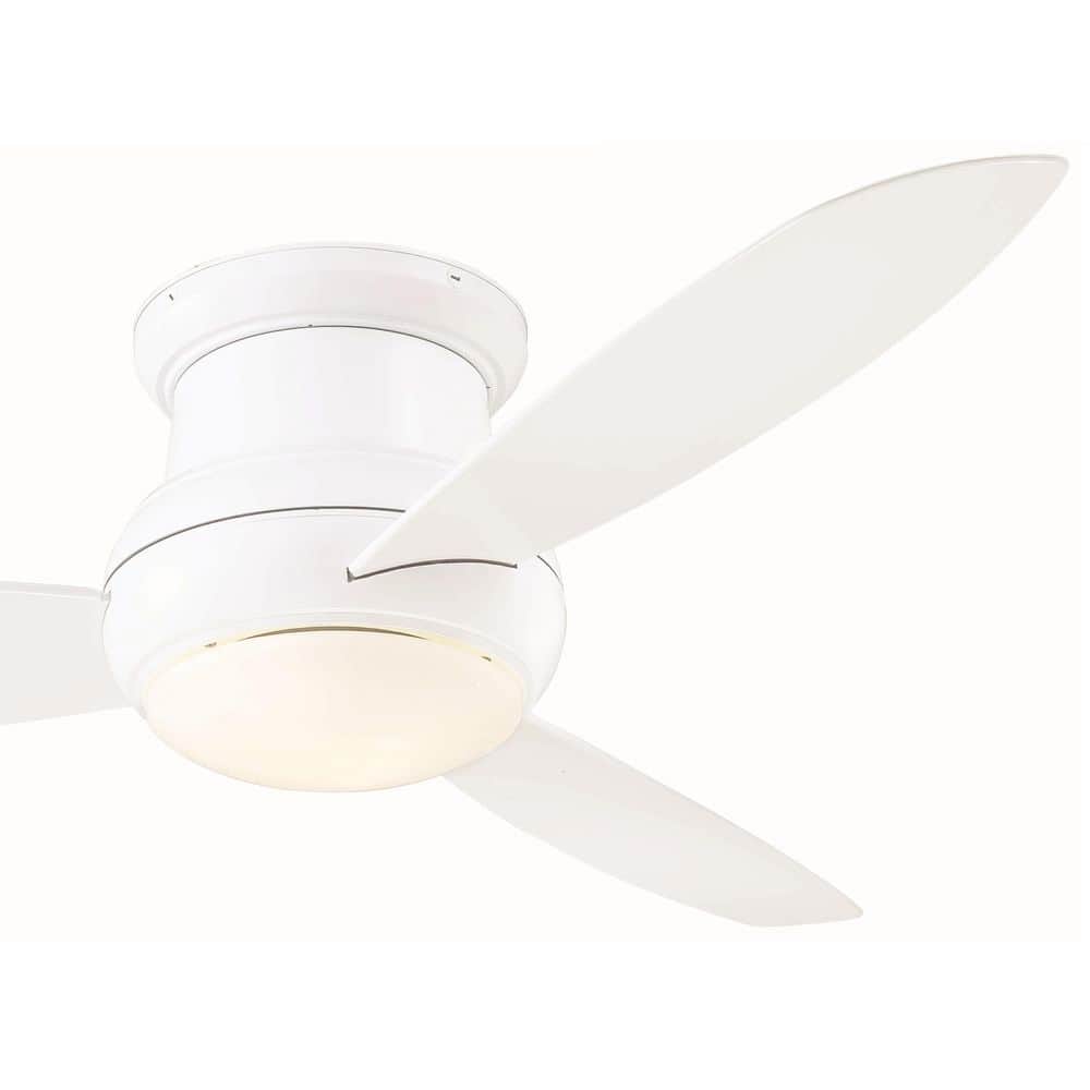 52" White Low Profile LED Ceiling Fan with Remote and Light