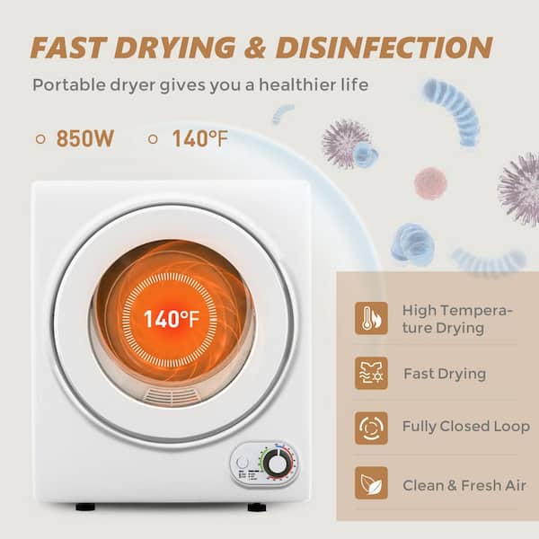 EUHOMY 1.6 cu. ft. Vented Portable Clothes Dryer in White, Compact