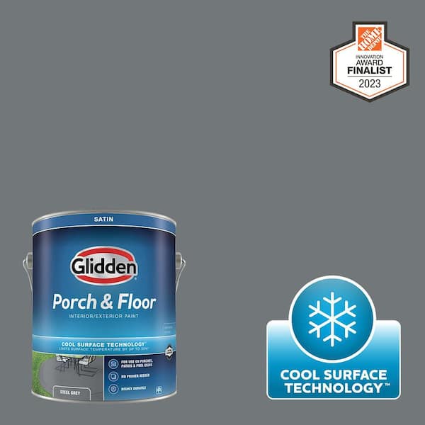 Glidden Porch and Floor 1 gal. Steel Grey Satin Interior/Exterior Porch and Floor Paint with Cool Surface Technology