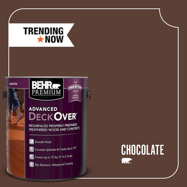 BEHR Premium Advanced DeckOver 1 gal. #SC-129 Chocolate Smooth Solid Color Exterior Wood and Concrete Coating