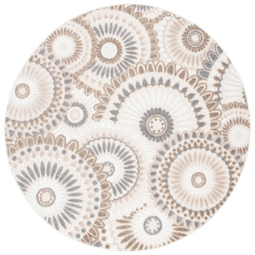 Cabana Gray/Ivory 5 ft. x 5 ft. Medallion Floral Round Indoor/Outdoor Area Rug price history on PriceWatchPro