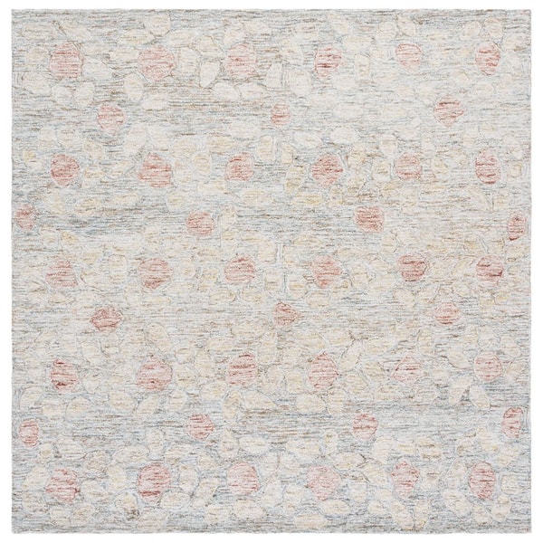 SAFAVIEH Ebony 6 ft. x 6 ft. Beige/Rust Abstract Floral Square Area Rug ...