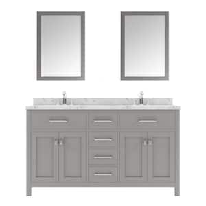 Caroline 60 in. W x 22 in. D x 35 in. H Double Sink Bath Vanity in Gray with Quartz Top and Mirror