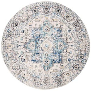 Madison Turquoise/Ivory 5 ft. x 5 ft. Round Geometric Area Rug