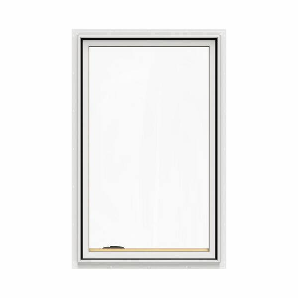 JELD-WEN 30.75 in. x 48.75 in. W-2500 Series White Painted Clad Wood Left-Handed Casement Window with BetterVue Mesh Screen