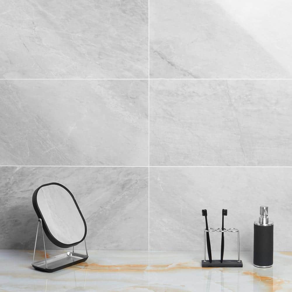 Frost Gray 12" x 24" Polished Marble Look Tile