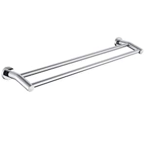 Stainless Steel 24 in. Wall Mounted Double Towel Bar Towel Rack in Polished Chrome