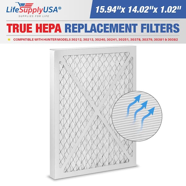 LifeSupplyUSA True HEPA Air Filter Replacement Compatible with Hunter 30212, 30213, 30240, 30241, 30251, 30378, 30379, 30381 and 30382