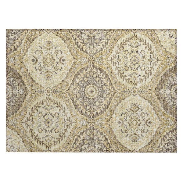 Chantille Machine Washable Indoor/Outdoor Abstract ACN2698 Gold 2 ft. x 3 ft. Accent Rug