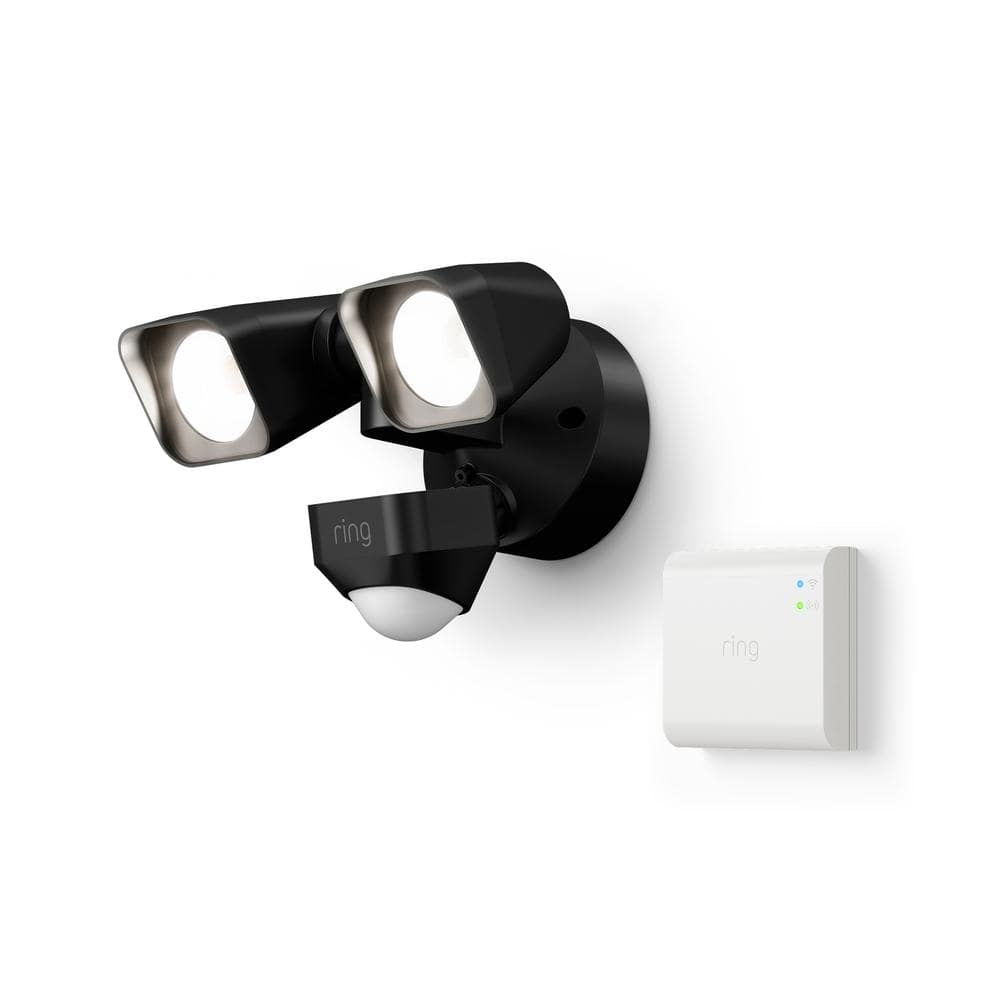 24-Watt Black Smart Lighting Motion Activated Outdoor Integrated LED Flood Light Wired with Smart Lighting Bridge