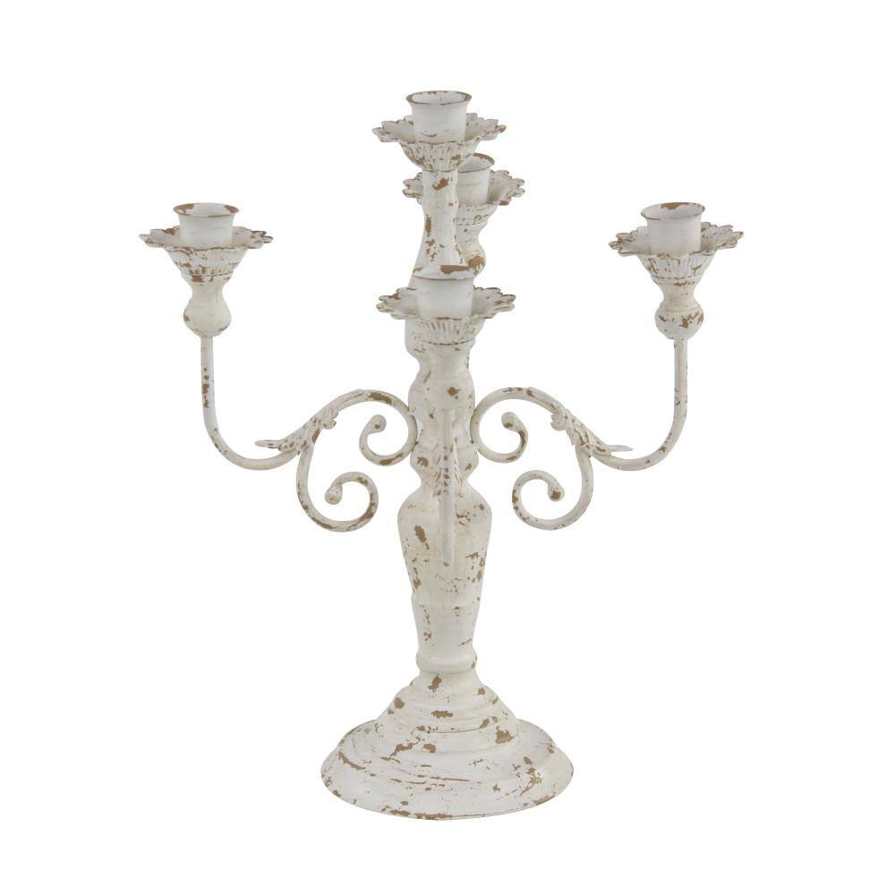 White Iron Ridge Embellished 5-Candle Candelabra
