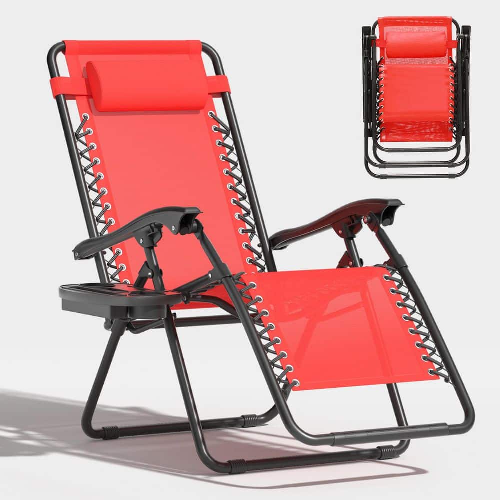 MoNiBloom Patio Lounge Foldable Zero Gravity Chair with Cup
