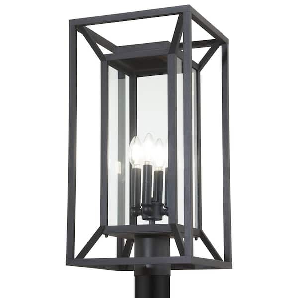 The Great Outdoors Harbor View 4-Light Black Aluminum Hardwired Outdoor Weather Resistant Post Light with No Bulbs Included