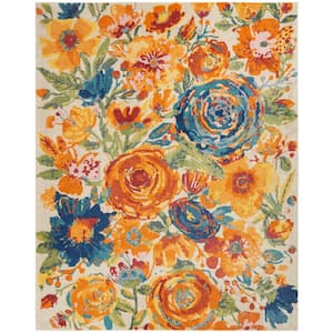 Allur Ivory Multicolor 9 ft. x 12 ft. Botanical Contemporary Area Rug