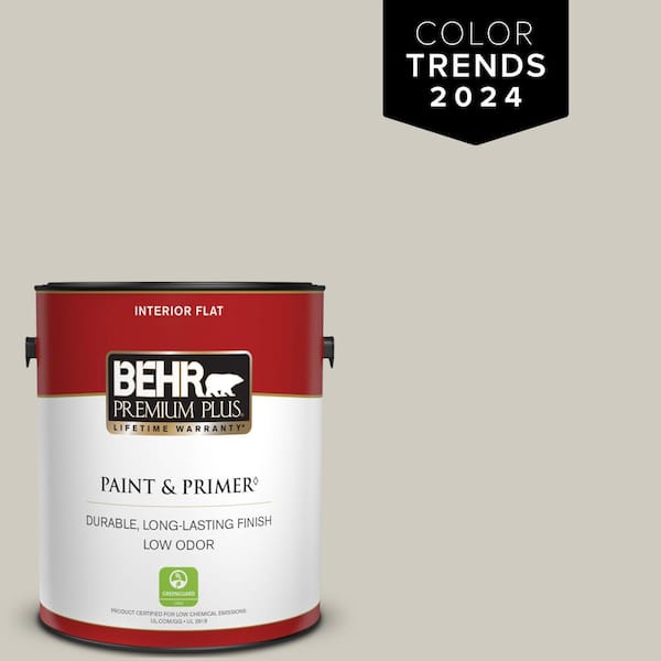 BEHR PREMIUM PLUS 1 gal. Designer Collection #DC-007 Tranquil Gray Flat Low Odor Interior Paint & Primer
