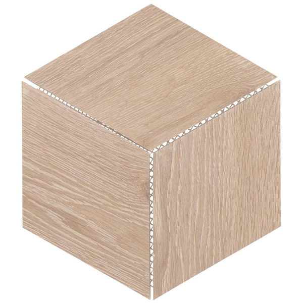 Daltile Emerson Wood Ash White Matte 11-1/2 in. x 11-1/2 in. Glazed Ceramic 3D Cube Mosaic Tile (0.62 sq. ft./Each)