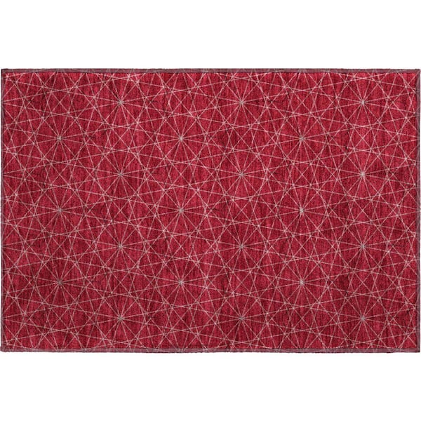 Mayfield Premium Machine Washable Abstract AMF987 Red 2 ft. x 3 ft. Area Rug