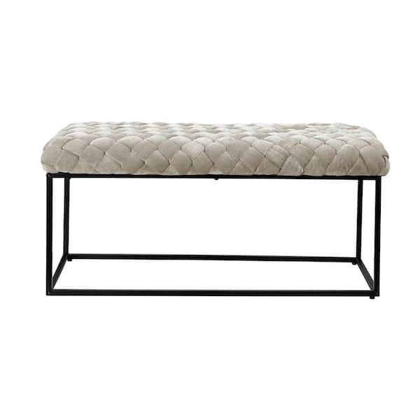 Loft Lyfe Mariana Cream White Bench 39.4 in. L x 17.3 in. W x 18.1 in. H Upholstered Velvet