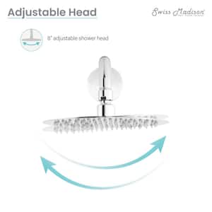 Ivy 1-Spray Patterns with 1.8 GPM Showerhead Face Diameter 8 in. Wall Mounted Fixed Shower Head in Chrome