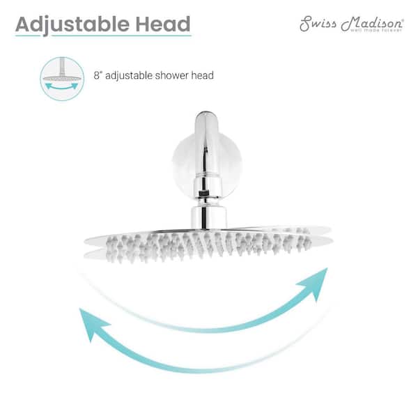 Ivy 1-Spray Patterns with 1.8 GPM Showerhead face diameter 8 in. Wall Mounted Fixed Shower Head in Chrome