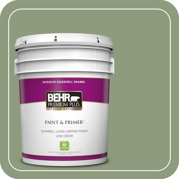 BEHR PREMIUM PLUS 5 gal. #ICC-76 Herbal Scent Eggshell Enamel Low Odor Interior Paint & Primer