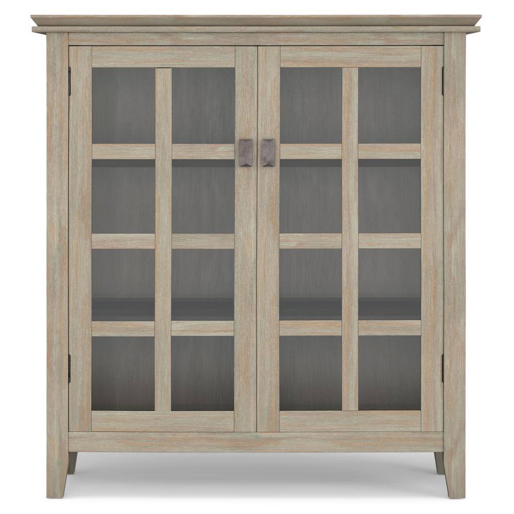 Distressed Grey Solid Wood 2-Door Accent Cabinet with Adjustable Shelves