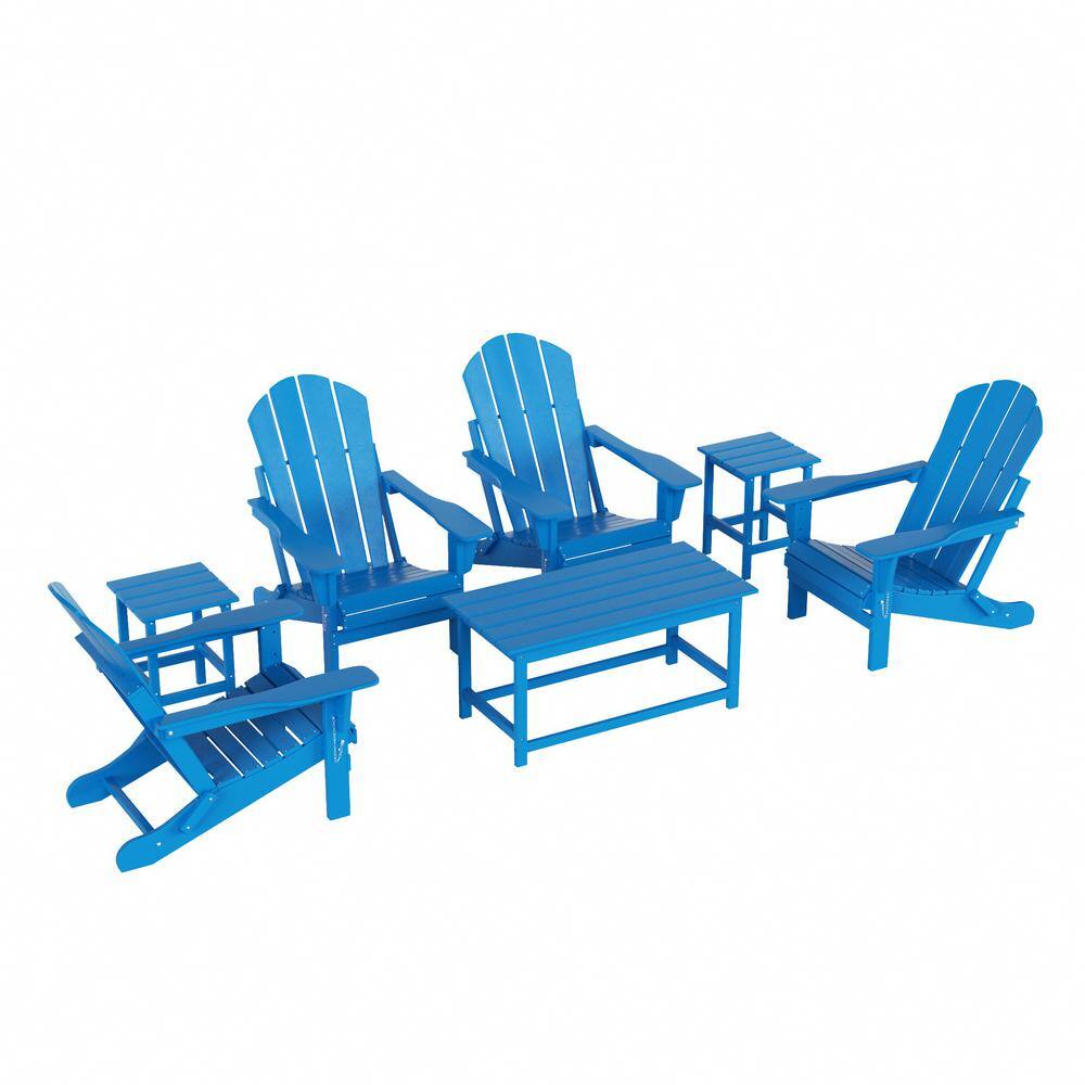 Pacific Blue 3-Piece Outdoor Adirondack Coffee and Side Table Set
