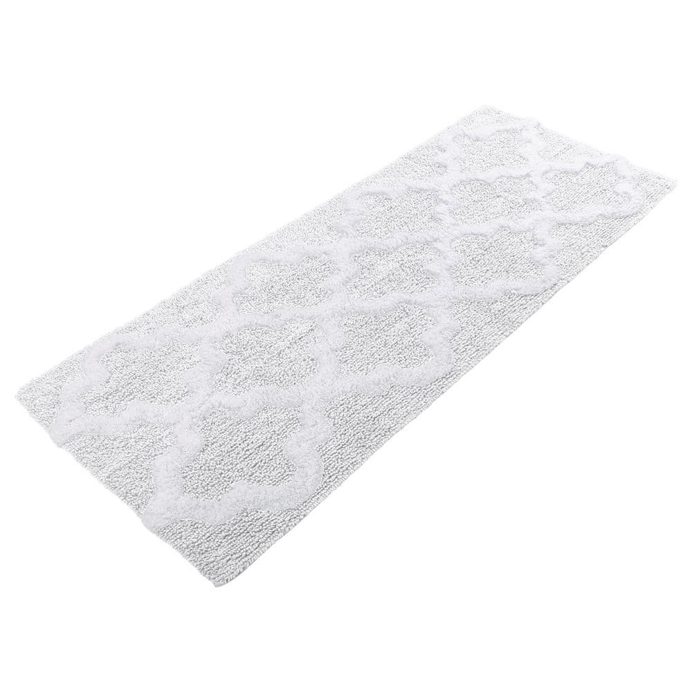 2 Piece Bath Mat Set - Luxury Absorbent Non-Slip Trellis Border Design (Rubber Backing)