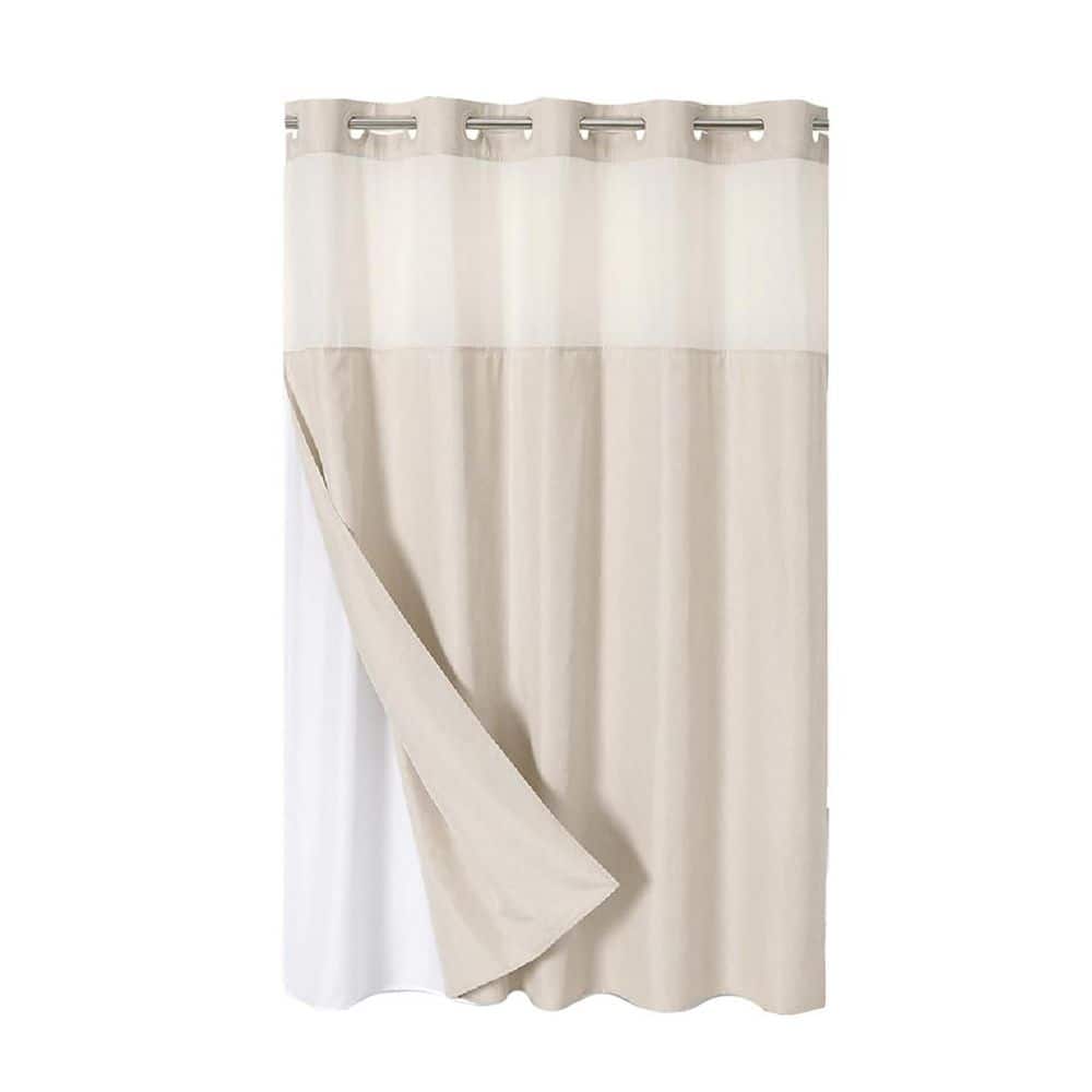 Polyester Textured Shower Curtain with Snap-in Liner Hotel Luxury Decor Waterproof Washable 71 x 74 Cream price history on PriceWatchPro