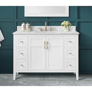 Sturgess 49 in. W x 22 in. D x 35 in. H Single Sink Freestanding Bath Vanity in White with Carrara Marble Top