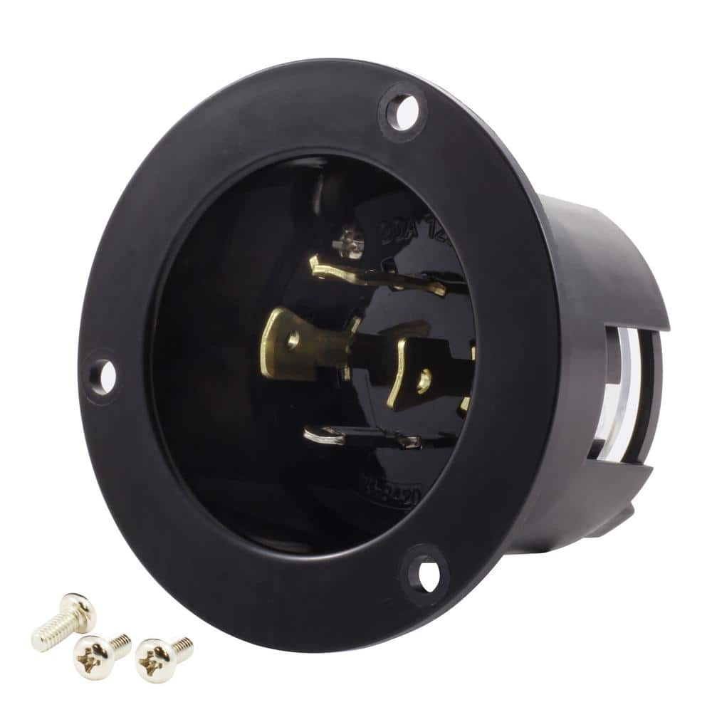20-Amp Locking 4-Prong 125/250-Volt NEMA L14-20P Flanged Power Input Inlet