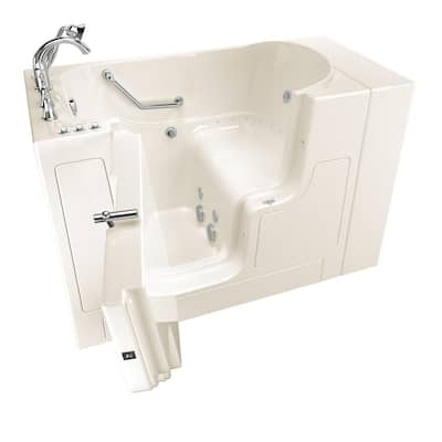 Gelcoat Value Series 51 in. Left Hand Walk-In Whirlpool and Air Bathtub with Outward Opening Door in Linen