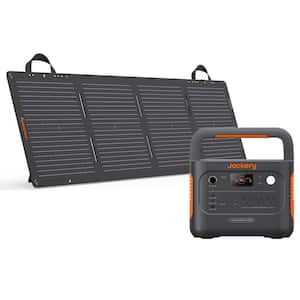 1500-Watt Output/3000-Watt Peak Push Button Start Solar Generator 1000V2 with 1-Solar Panel 100-Watt mini for Outdoors