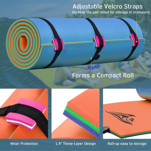 72 in. x 1.4 in. Orange Floating Mat 3-Layer XPE Pool Float Lily