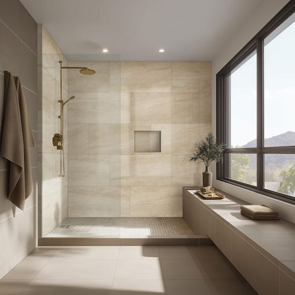 Taj Mahal 24 in. x 48 in. Polished Porcelain Stone Look Floor and Wall Tile (32 Cases/512 sq. ft. /Pallet)