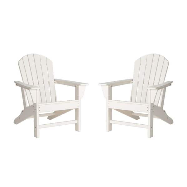 Glitzhome White HDPE Plastic Adirondack Chairs (2-Pack)