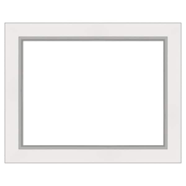Amanti Art Eva White Silver 29 in. x 23 in. Polystyrene Framed Dry Erase Magnetic Memo Board