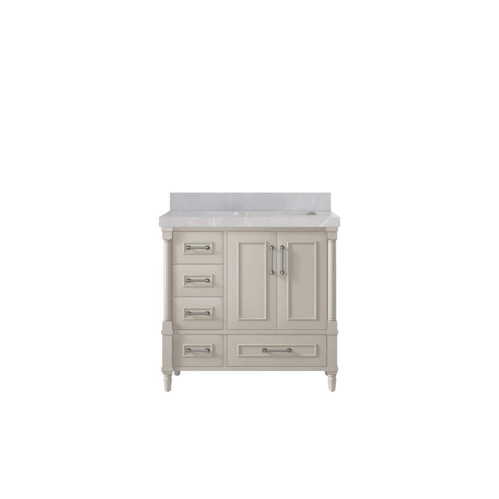 Hudson 36 in. W. x 22 in. D x 36 in. H Single Right Offset Sink Bath Vanity in Fine Grain with 2 in. Pearl Gray Qt. Top price history on PriceWatchPro