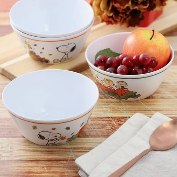 Happy Fall 20 fl. oz. 5.8 in. Assorted Colors Round Melamine Cereal Bowl Set of 4