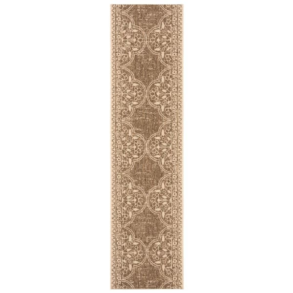 Beach House Cream/Beige 2 ft. x 8 ft. Floral Indoor/Outdoor Patio  Runner Rug