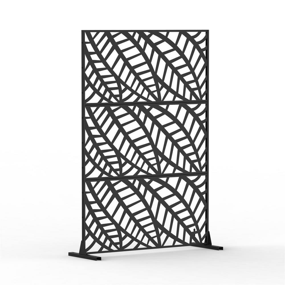4.03 ft. x 5.9 ft. Outdoor and Indoor Freestanding Steel Squared Flat Privacy Screen, Fence Panels in Leaf-Shaped Black price history on PriceWatchPro
