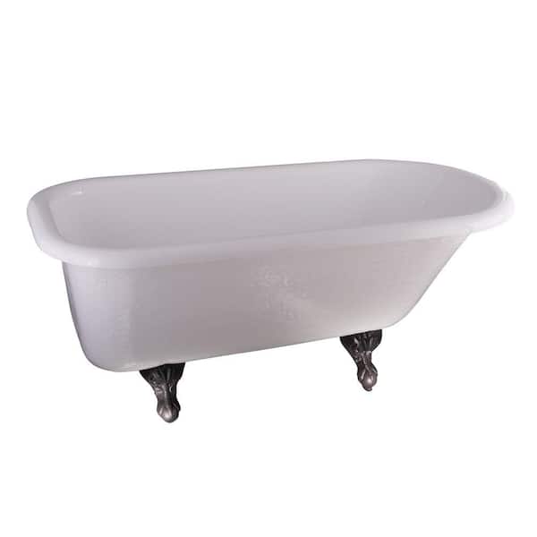 Unbranded 5 ft. Acrylic Ball and Claw Feet Roll Top Tub in White
