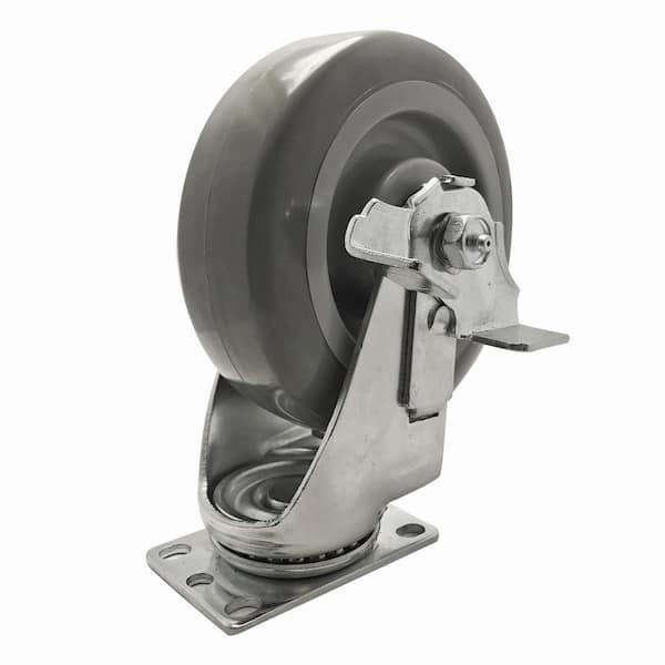 SNAP-LOC Super Duty 6 in. Swivel Plate Caster with 450 lbs. Load Rating and Brake