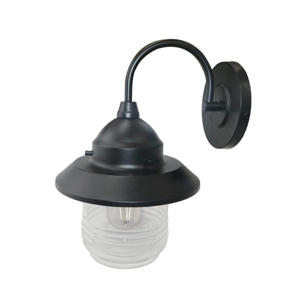 12.25 in. H 1-Light Matte Black Wall Sconce Clear Glass Shade with No Bulbs Included price history on PriceWatchPro