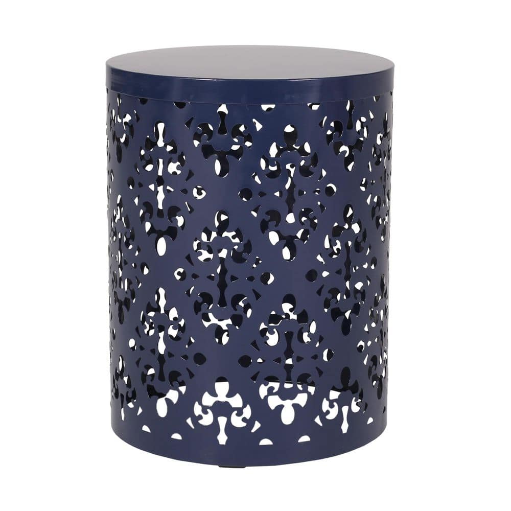 Navy Blue Metal Outdoor Side Table