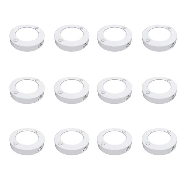 3 in. Plug-in White Dimmable Linkable Integrated LED Color Changing CCT Onesync Under Cabinet Puck Light (12-Pack)
