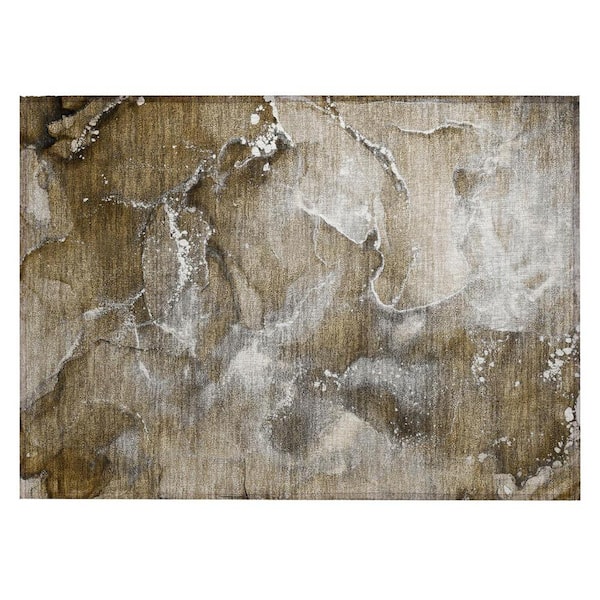 HomeRoots Brown and Gray 2 ft. x 3 ft. Woven Abstract Polyester Rectangle Indoor/Outdoor Area Rug