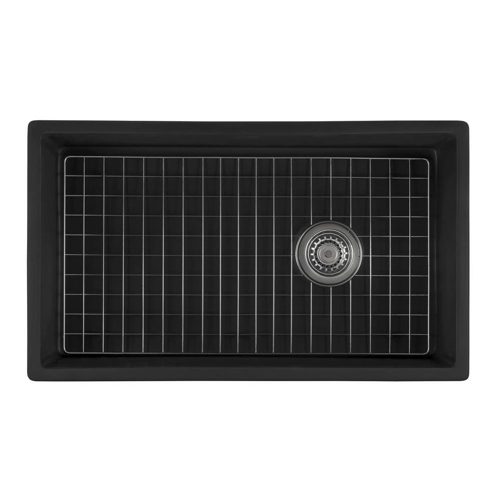 Matte Black Fireclay Modern Farmhouse Single Bowl Kitchen Sink